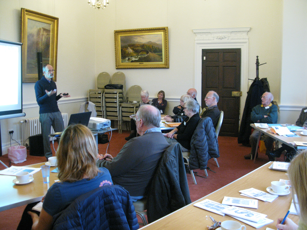 Keith Milmer lecturing on good magazine principles at the 2017 Worcester Workshop for Editors