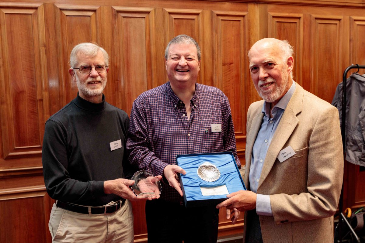 Publishing team for "Newt" magazine receiving their award from Andy Jackson, Head of Communications for the URC